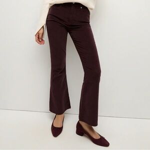 Veronica Beard Carson Corduroy Cropped Flare Pant -Chocolate Brown